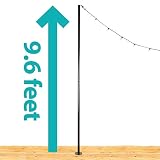 IYN Stands Outdoor String Light Pole Stand, 9.6 Ft. Durable Powder Coated Steel, Weather Resistant, Mount to Deck, Patio, Backyard, Set In Concrete, Wedding, Event, Restaurant, Rooftop, USA Made-Black