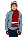 Boy's 3 Piece Knit Hat, Scarf & Gloves Set (Red-Navy)