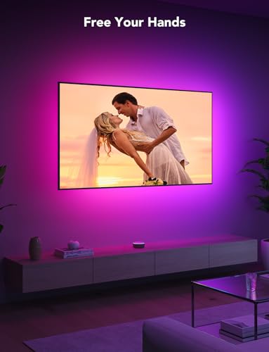 Govee LED TV Backlight, 2.4M RGBIC Backlight for 40-50 inch TV, Smart LED Strip with Bluetooth Wi-Fi and App Control, Works with Alexa and Google Assistant, Music Sync, 76 Profiles