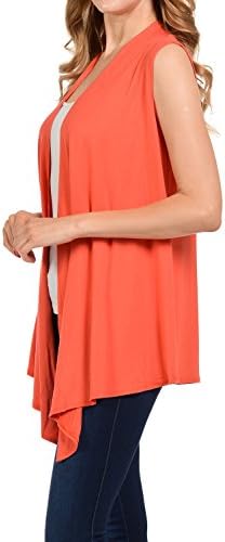 Shamaim Womens Sleeveless Open Fron Soft Drape Cardigan