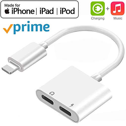 Headphone Adapter for iPhone X Adapter 2 in 1 Earphone Jack Aux Audio Dongle Adapter Cable for iPhone XR/Xs/7/7 Plus/8/8 Plus Accessory Headset Audio & Charger & Call & Sync Support All iOS Systems.