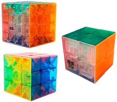 Moyu Stickerless Transparent Puzzle Magic Cube Set (Included 2x2x2 YJ Moyu Lingpo Magic Cube + 3x3x3 Moyu Magic Cube + 4x4x4 Moyu Aosu Magic Cube) Creative Birthday Christmas Valentine Thanksgiving