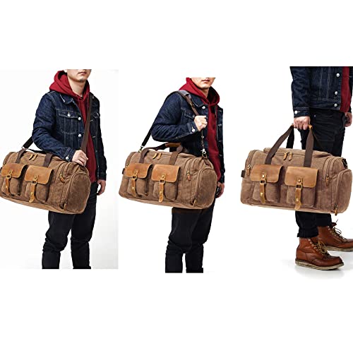 Kemy's Canvas Duffle Bag for Mens Weekend Oversized Overnight Bags