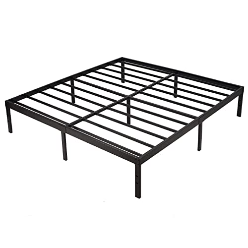 Full Size Bed Frame Platform14 Inch Strong Steel Slat Mattress Foundation 3500lb Weight