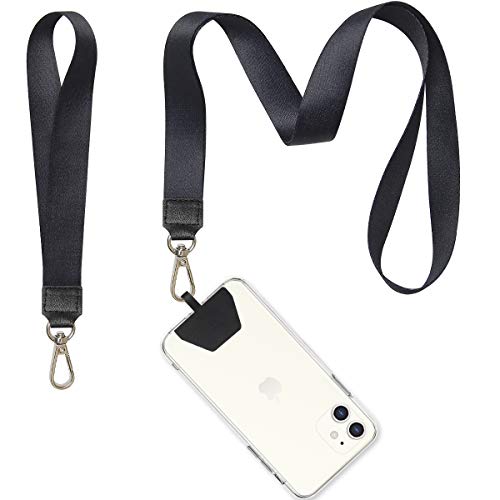 Phone Lanyard, COCASES Wrist Lanyard and Neck Lanyard for Keys ID Badge Set Phone Tether for iPhone, Galaxy & Most Smartphones (Black) - Thumbnail 6