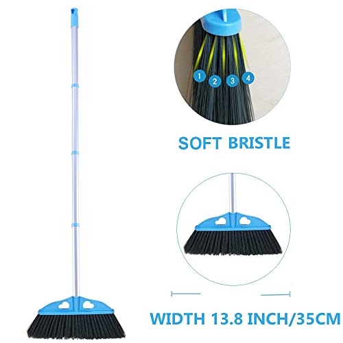 YONILL Indoor Dust Broom with Long Handle Angle Broom for Hardwood Floor Cleaning Inside Soft