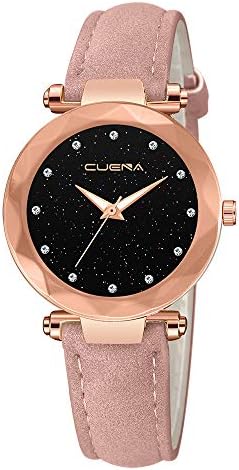 Women Quartz Watches,Fudule Rhinestone Wristwatch Analog Watches for Women with Leather Band Fashion Ladies Dress Watch Clearance