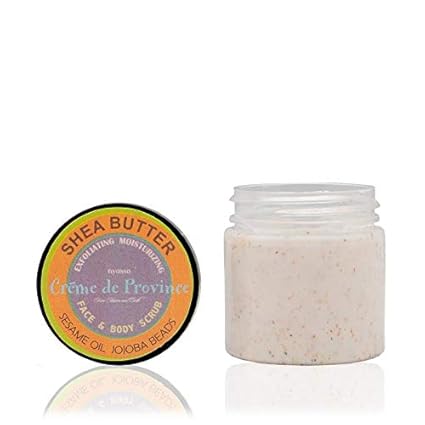 Nyassa Creme De Province Face & Body Scrub 30 gm with Shea Butter,Sesame Oil and Jojoba beads. No Parabens, Pthalates,Sulphates,Silicons, Petroleum. Perfect for dry or aging skin.