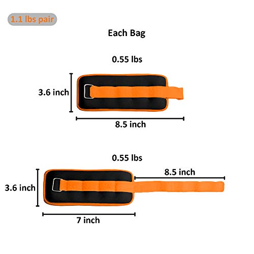 Vaupan Small Hand Wrist Weights, Mini Leg Arm Ankle Weights for Women Kids Toddler Baby Children, Exercise Equipment with Adjustable Straps for Walking Fitness Gym Dancing Aerobics (1 Pair, 1lb 2lb)