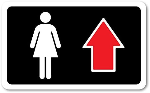 Grafken: GR1393 Plastic Sign Small 5 in x 3 in: RESTROOMS ICON-Women Style 1. Arrow UP