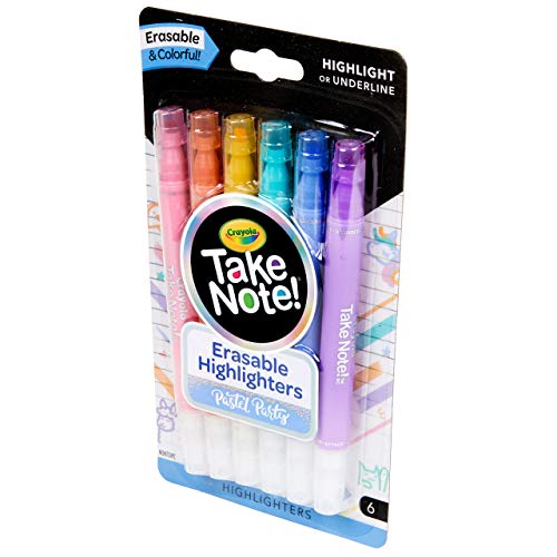 Crayola Take Note Erasable Highlighters Pastel Party, Assorted Colors