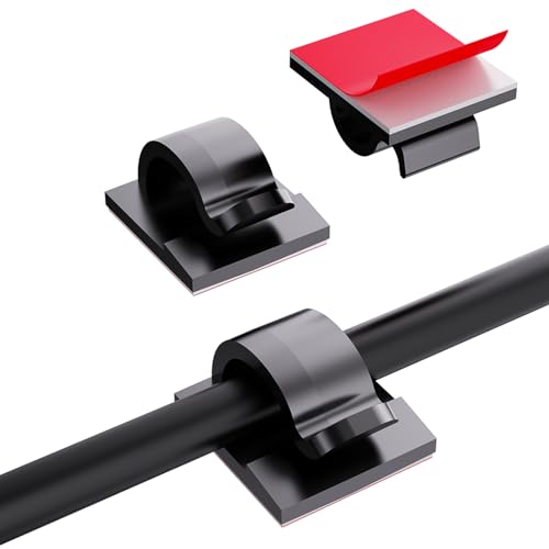 Lot de 60 supports de câbles d'extérieur - Organisateur de câbles autocollants - Serre-câbles - Gestion des câbles - Décoration - Crochets pour fixation de câbles - Guirlande lumineuse - Noir