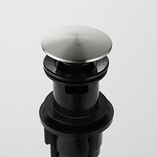PARLOS Push and Seal Pop Up Drain Stopper with Overflow for Bathroom Sink Faucet Vessel Vanity, Brushed Nickel, 20714