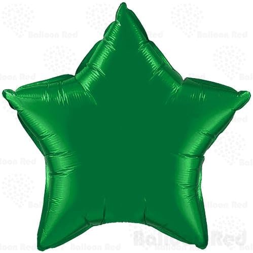 5 Inch Foil Mylar Balloons for Wall Decoration (Premium Quality, Air Fill Only), Pack of 12, Star - Green