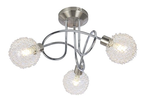 UKEW Modern 3 Way Ceiling Lights - Semi Flush Crossover Lighting with Wire Mesh Lamp Shades - Suitable for Lounge Dining Room Living Room