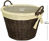 De Vielle Natural Wicker Log Basket Round Fireside Fireplace Holder Canvas Liner view 5