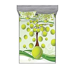 Ambesonne Tennis Fitted Sheet & Pillow Sham