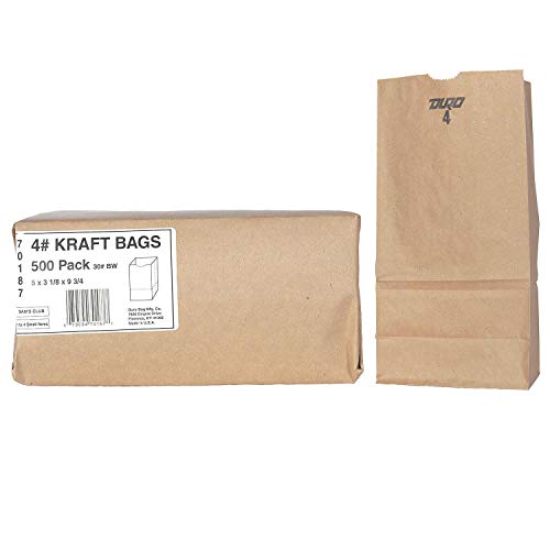 Duro Paper Bags, Sack Lunch Bags, 4 lb, Brown, 500 Count