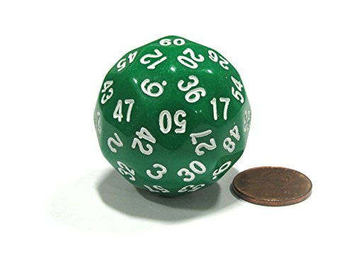 Koplow Games Sixty-Sided D60 35mm Large Gaming Dice - Green with White Numbers