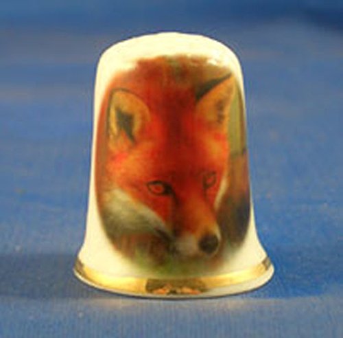 Porcelain China Collectable Thimble - Red Fox with Free Gift Box