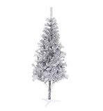 6' Ft Sparking Gorgeous Folding Artificial Tinsel Christmas Tree Silver Color 450 Tips-Unlit