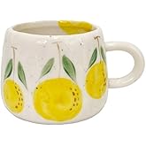 UPSYTIO Coffee Mug 12oz Summer Cute Ceramic Cup with Handpainted Fruit Pattern, Lemon Tea Cup Gift for Coffee Lover, Birthday Gift for Latte Milk