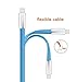 iPhone Charger Cables, Elktry 3Pack 6FT Flat Noodle Design Lightning to USB Cable Charging & Syncing Lightning Data Cable Wire for iPhone 7 7 Plus 6 6S 6 Plus 5S SE iPod iPad Mini Air (Baby Blue)