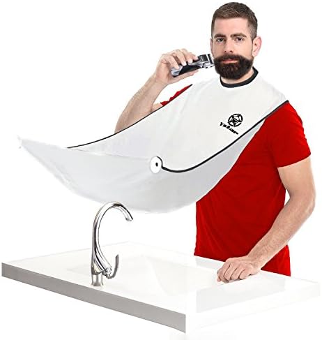 Luxury Ystar Beard Apron 2.0 - Hair Clippings Catcher, Grooming Cape Apron, Combined with Zipper Bag, Easy to Travel, for Man Shaving, Best Gift For Him by Ystar - (White)