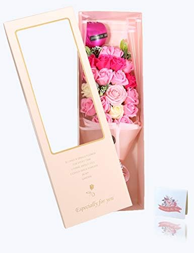 Reemonde バラ 石鹸 フラワーギフト 入浴剤 フラワーソープ 枯れない 還暦祝い ピンク 女性 風船付き 中古 花 花束