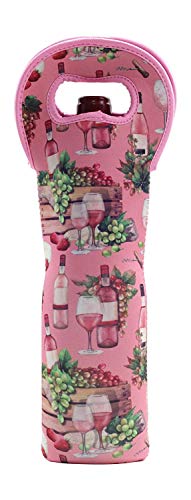 Wine Tote Carrier Bag from Made Easy Kit Neoprene Champagne Bottle Protective Travel or Gift Bag -Set of 3 (Wine Themed Designs)
