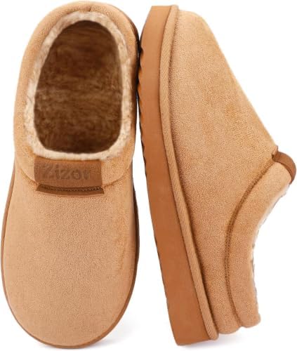 Zizor Men's Fuzzy Cozy Slippers Microsuede Indoor Outdoor Home Comfy Winter Slip On Cute Warm Memory Foam Furry Shoes