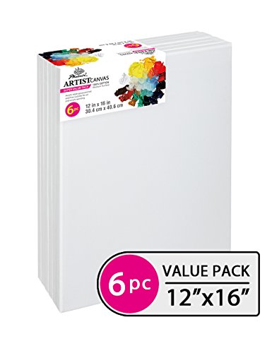 Phoenix 12x16 Inch Pre Stretched Canvas for Painting 6 Set of Value Pack 5/8 Inch Profile for Acrylics, Oils and Other Painting Media