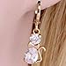 Cute Cat Crystal 18k Gold Plated Earrings Stud Women Jewelry + 925 Sterling Silver Earnuts Gs0131