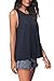 iGENJUN Women's Summer Sleeveless Pleated Back Closure Casual Tank Tops,Navy Blue,L