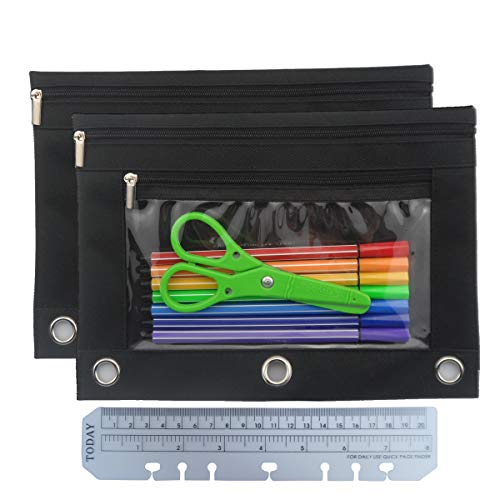 Enyuwlcm 3 Ring Binder Pencil Pouch with Durable Zipper Binder Pencil