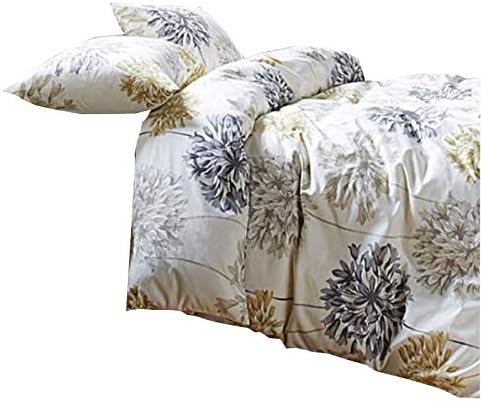 Floral Dandelion Yellow Grey Cotton Blend Usa Twin (135cm X 200cm - Uk Single) Duvet Comforter Cover
