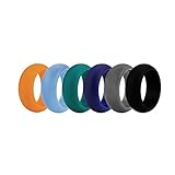 (Price/6 Pcs) GOGO Premium Man's Silicone Wedding Rings - 9 mm Wide(3 mm Thick) Flexible Wedding Bands - Great for Sports or Outdoors
