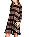 MEROKEETY Women's Crew Neck Striped Long Sleeve Swing Tunic Dress With Pockets