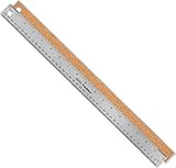 Breman Precision Stainless Steel Metal Rulers Single - 18 Inch Straight Edge Rulers With Inch and Metric Graduations For School Office Engineering Woodworking - Flexible Art Ruler - Non Slip Cork Base