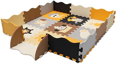 Baby Foam Play Mat with Fence - Interlocking Crawling Mat with 23 Foam Floor Tiles for Kids Toddlers Gym Mats Crawling Rug for Play Activity Center Playroom with Waterproof and Non-Toxic (4)