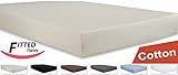 Cotton Twin Fitted-Sheet Beige - Premium Quality Combed Cotton Long Staple Fiber - Breathable, Durable & Comfortable - Deep Pocket, Hotel Quality By Utopia Bedding (Twin, Beige)