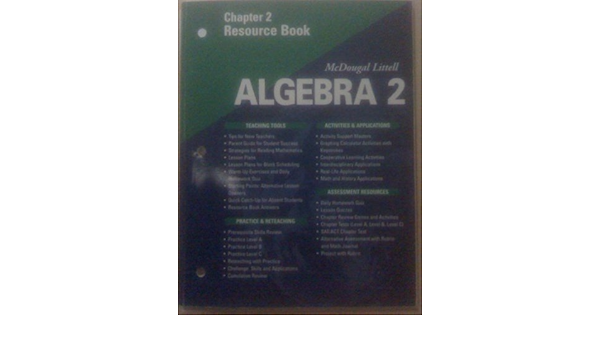 Mcdougal Littell Algebra 2 Resource Book Chapter 2 Mcdougal Littel 9780618020102 Amazon Com Books