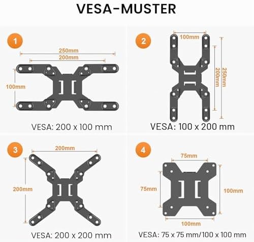 TV-Wandhalterung, schwenkbare TV-Halterung mit Gelenkarm, Neigungsverlängerung, drehbar, für die meisten 13-42 Zoll LED, LCD-Monitor und Plasma-Fernseher bis zu 20 kg, max. VESA 200x200 MA1343