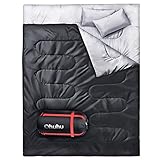 Ohuhu Double Sleeping Bag, 2 Person Sleeping Bags with 2 Pillows for Adults, Teens, Cold Cool Weather Camping, Backpacking, Hiking Accessories in Tent, Can and Truck, XL Queen Size