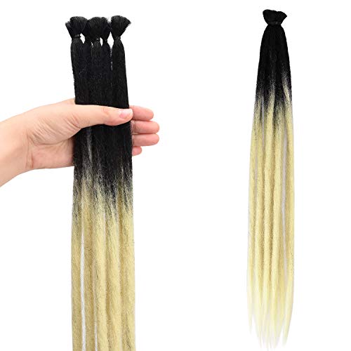 Noverlife 10 Strands 50cm/20″ Black to Blonde Dreadlock Extensions, Single Ended Crochet Synthetic Dreadlocks Accessories, Jamaica Punk Hip-Hop Reggae Hair Braiding Wig Faux Locs for Fashion Men Women