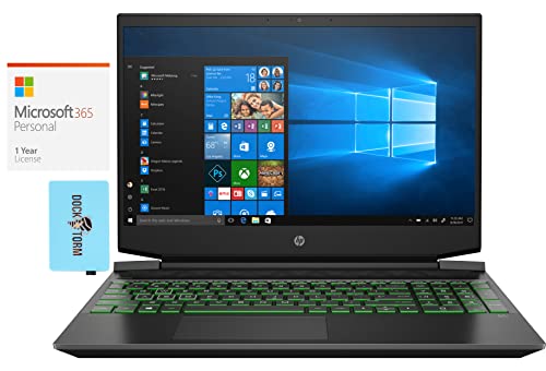 HP Pavilion 15z Gaming & Entertainment Laptop (AMD Ryzen 5 5600H 6-Core, 16GB RAM, 128GB PCIe SSD + 500GB HDD, GTX 1650, Win 11 Home) with MS 365 Personal, Hub