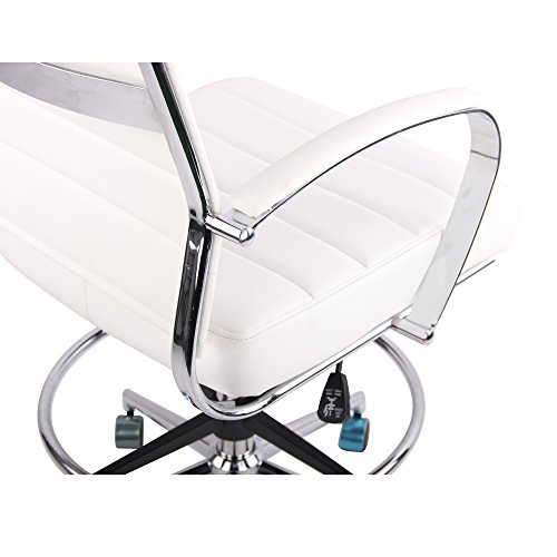 Poly and Bark Tremaine Drafting Chair in Vegan Leather, White - Thumbnail 7