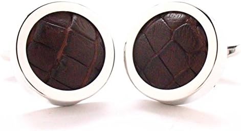 Brown Gator Leather Cufflinks Cuff Links Alligator Crocodile Florida Suit Classy Exotic Animal Designer