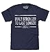 Tee Luv Built Stronger to Last Longer Ford T-Shirt - Distressed Ford Logo Shirt, Navy Heather, M