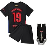 YEESON Soccer Jersey Boys, 2024/2025 Barca Home Lamine Yamal #19 Soccer Jersey with Short Set Youth Sizes